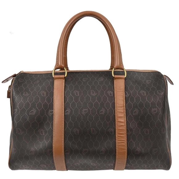 Christian Dior Dark Brown Honeycomb Duffle Handbag - Picture 1 of 10
